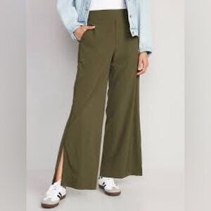 Old Navy Pants Green Olive Stretch Tech Wide Leg High Rise Split Hem XXL Tall